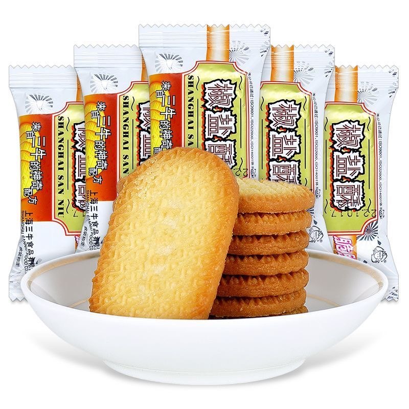 上海三牛椒盐酥饼干500g椒盐味香葱咸味饼干独立小包装休闲零食品