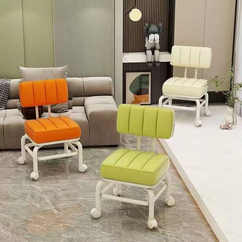 新款方形滑轮凳靠背万向轮矮凳学步小凳子换鞋凳家用带轮带娃凳