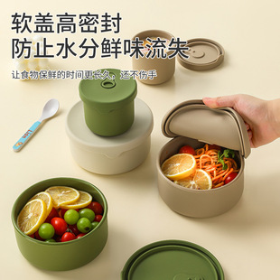 式硅胶饭盒大容量便当盒可微波炉加热餐盒食品级圆形餐盒