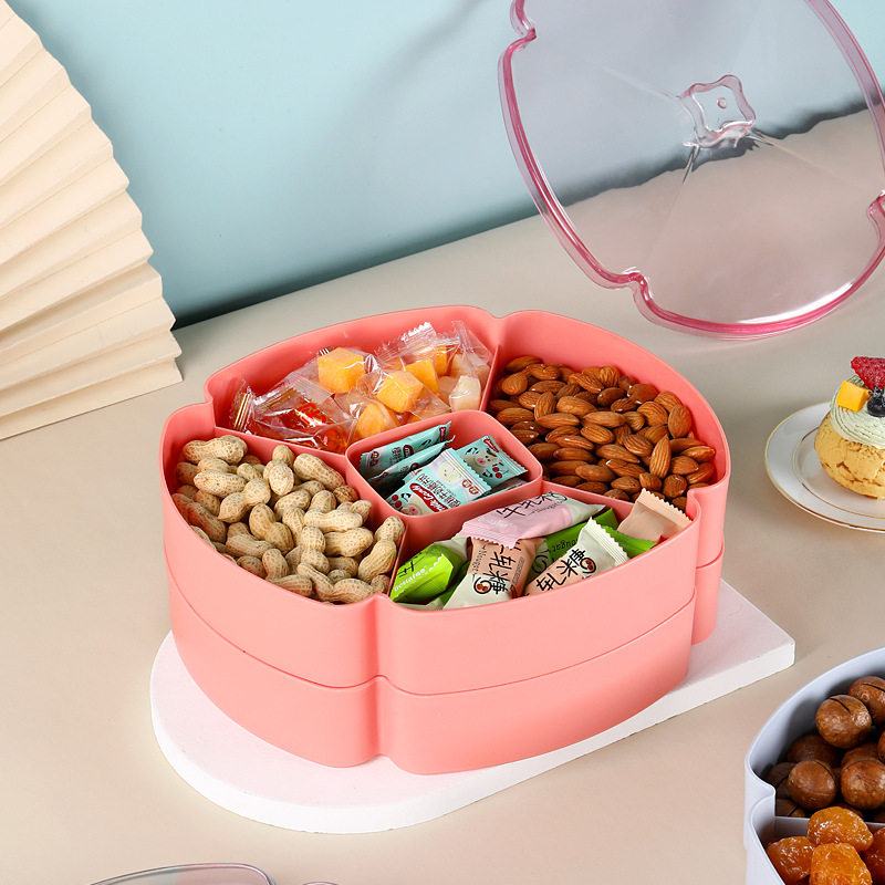 分格塑料果盘家用水果盘子新年多层坚果糖果收纳盒点心零食干果盘