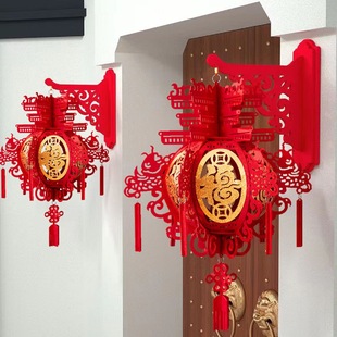 灯笼2026年马年绒布春节装饰挂件中式无纺布商场家庭室内布置灯笼