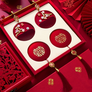 结婚陪嫁镜子梳子一对套装红色礼盒婚礼新婚新娘礼物高档婚庆用品