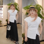 设计总监然姐 欧柏兰奴红色亚麻衬衫 短袖 夏新款 设计感OL上衣