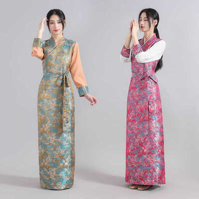 长裙大红色改良版藏族服装