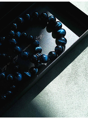 超强闪电纹！蓝色星球！南非进口7A级蓝虎眼石手串男女情侣款手链