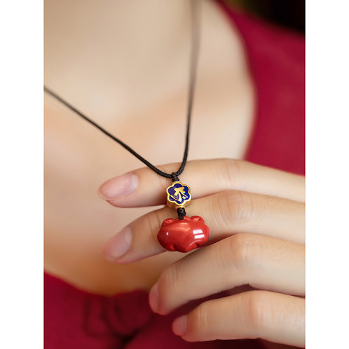 朱砂如意吊坠项链生肖本命佛银饰