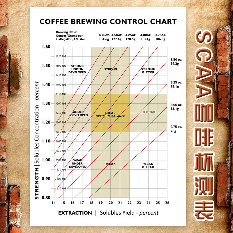 超大巨幅  scaa咖啡杯测表 咖啡馆装饰画咖啡配方海报画芯