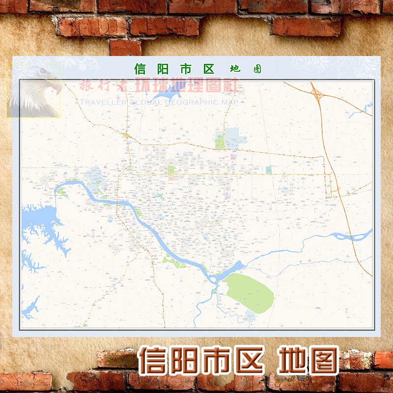 超大巨幅 信阳市区地图墙贴定做 城市城区海报2024新版装饰画芯