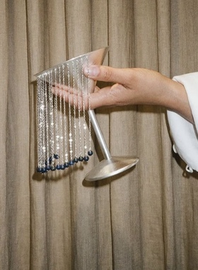 创意个性流苏珠链酒杯高颜值鸡尾酒杯设计感小众杯子银色杯XF24