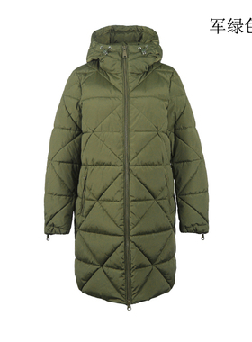 G意大利轻奢 连帽纯色保暖中长款冬季  W3628C冬装女装外套潮棉袄