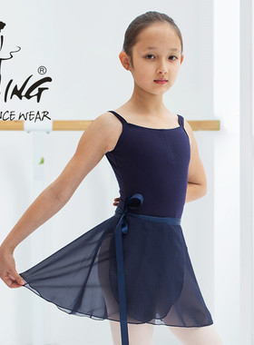 陈婷儿童短教师纱裙女童芭蕾舞蹈练功练习表演系缎带裙子春夏季裙