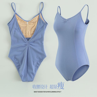 女 连体练功衣紧身高胯艺考基训体操服 陈婷 芭蕾舞蹈服前剖缝修身