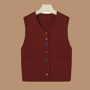 2025新款女士马甲针织衫新中式马甲女款外穿妈妈老年人背心马夹