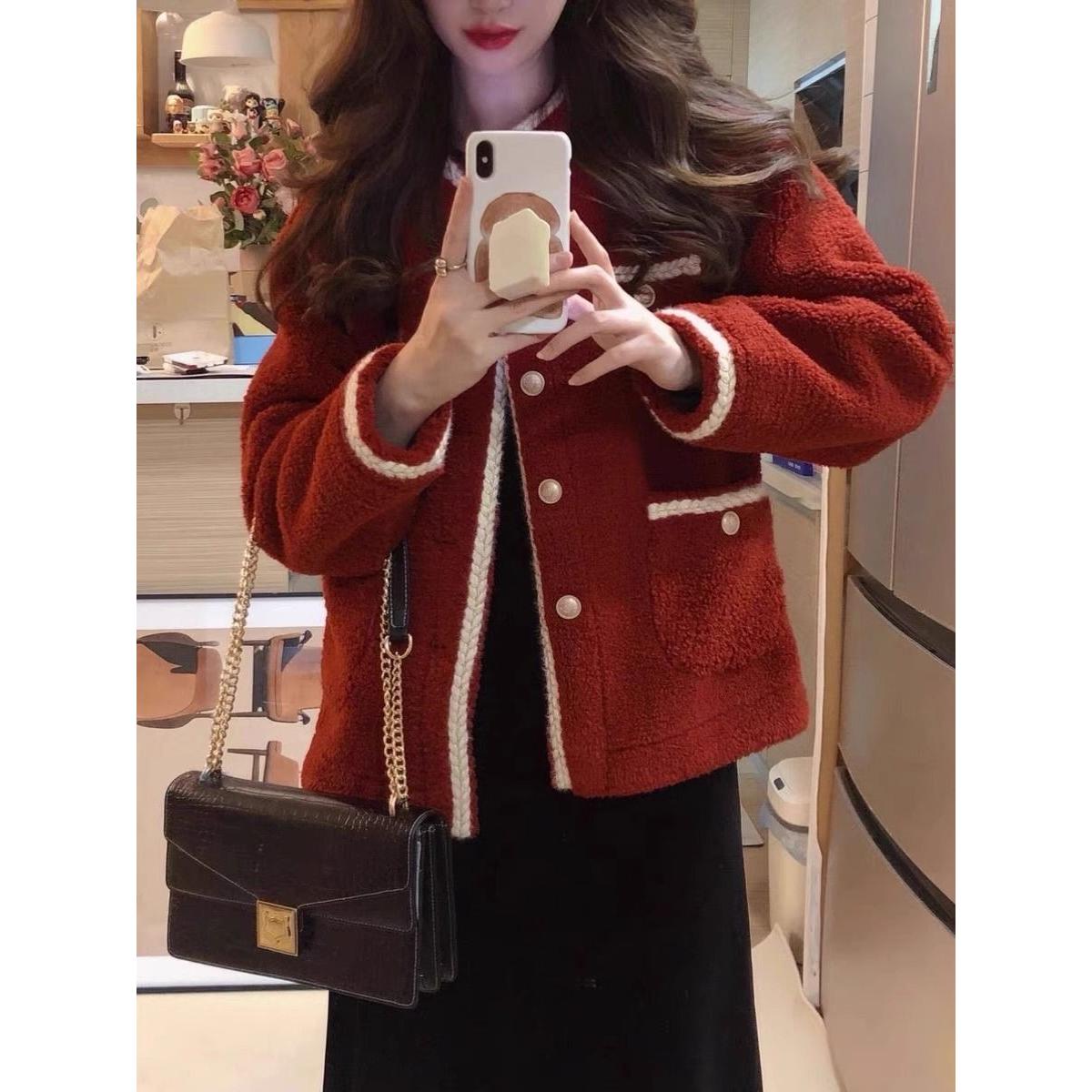 2025秋冬新款仿水貂绒毛衣外套女小香风高级感赫本风法式针织上