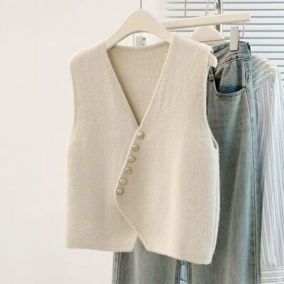 克德绒复合德绒加厚2025新款叠穿交叉V领马甲百搭洋气妈妈女装