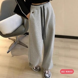 韩系egg鸡蛋冬款卫裤秋冬加绒加厚束脚裤撞色百搭高腰显瘦休闲裤