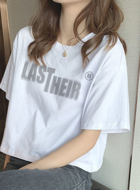 短款t恤女2025年夏季新款韩版ins纯棉白色宽松设计感潮流短袖上衣