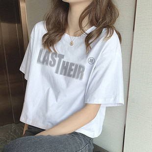 短款t恤女2025年夏季新款韩版ins纯棉白色宽松设计感潮流短袖上衣