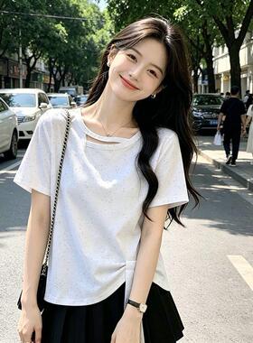 黑色修身短袖T恤女生2026夏天新款休闲小众显瘦穿搭闺蜜ins上衣潮