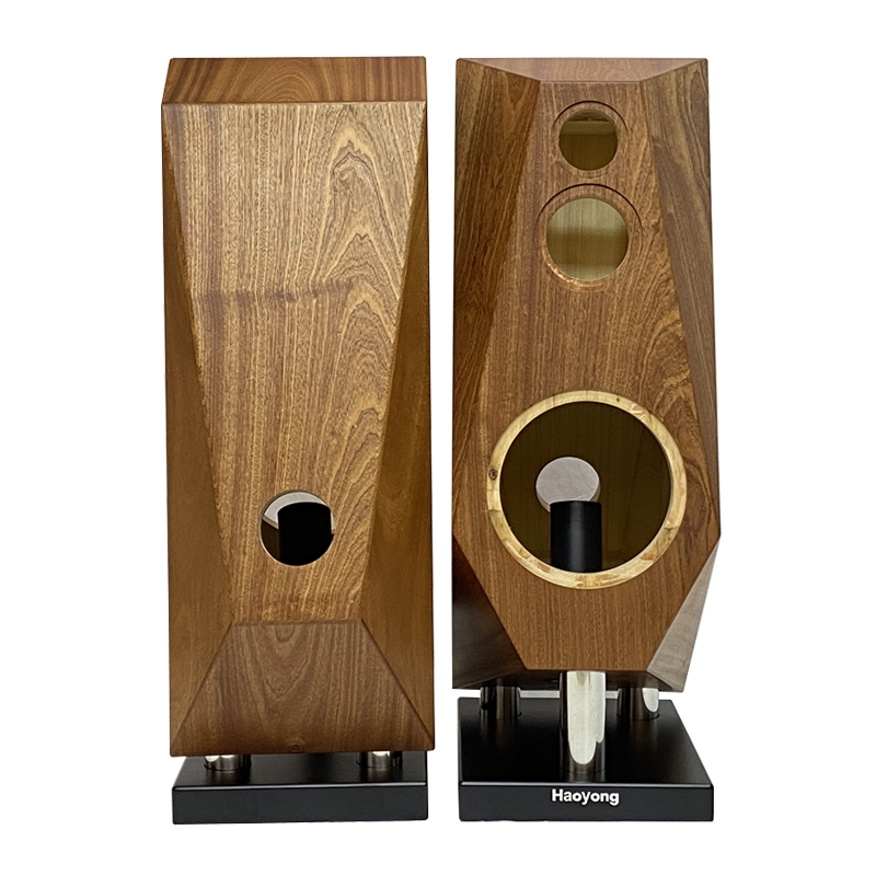 10寸12寸沙比利复合实木落地音箱空箱体发烧三分频diy试音箱壳响