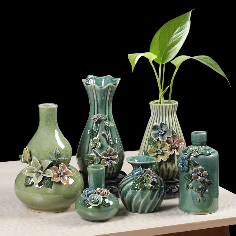 创意捏花陶瓷花瓶瓷花干花水培家用客厅桌面柜台餐桌家居装饰摆件