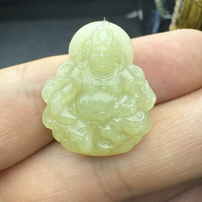 精品特色佩戴收藏级新疆若羌青黄口黄财神吊坠挂件