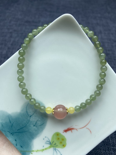 天然小珠子卡4mm碧玉手串女士手链搭配蜜蜡南红显白气质款