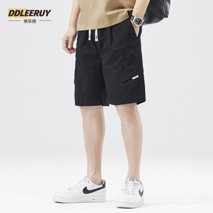 宽松直筒休闲运动中裤 男士 夏季 新款 男 日系复古工装 纯棉五分裤 短裤
