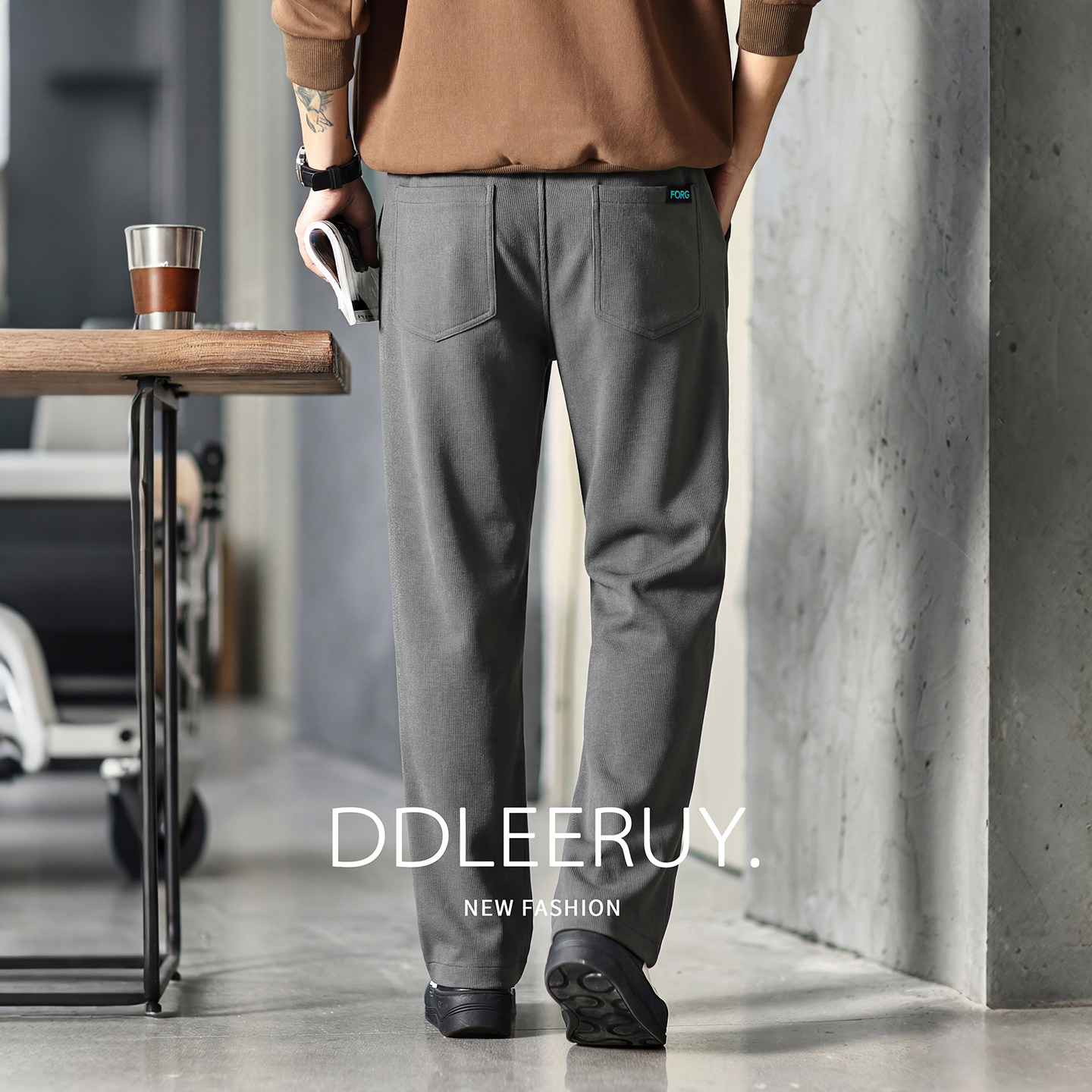 美式复古老钱风加绒直筒休闲裤男士秋冬季宽松垂感阔腿运动长裤,男装,休闲裤,淘宝优惠券,粉丝福利购,淘宝优惠卷