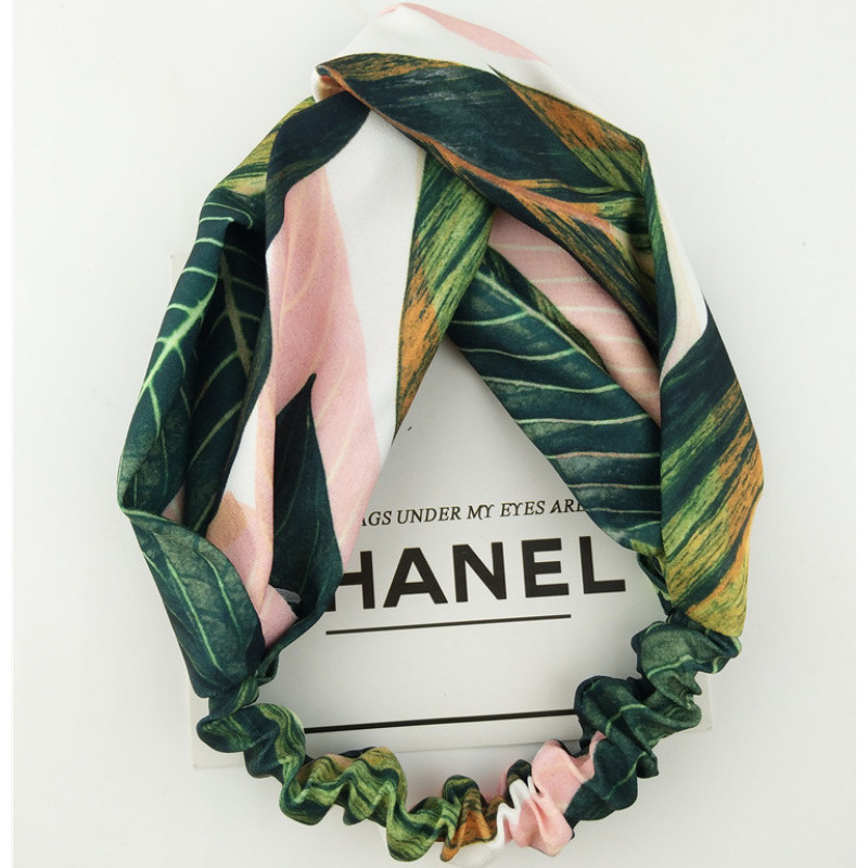 海边度假风森林系芭蕉叶发带树叶清新复古韩国兔耳朵交叉发饰发箍