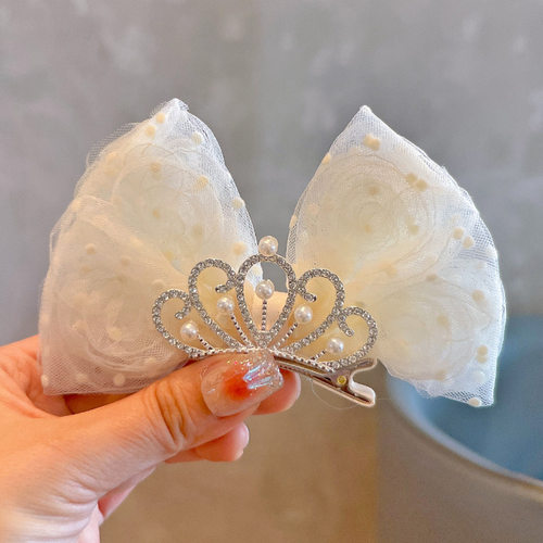 韩版立体玫瑰花生日皇冠公主女童发夹顶夹儿童发饰波点蝴蝶结头饰