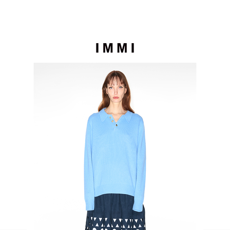【IMMI】秋季新品针织全羊绒POLO领长袖毛衣MWDFWKKN0676X
