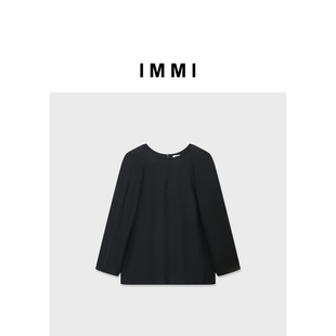 肌理醋酸圆领开衩上衣T恤MWEFWWTP0302X IMMI 25早秋新品