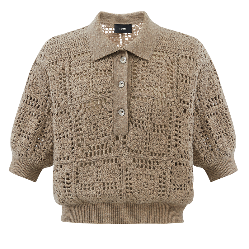 【IMMI】秋冬羊毛手工钩花POLO衫102KN001Y