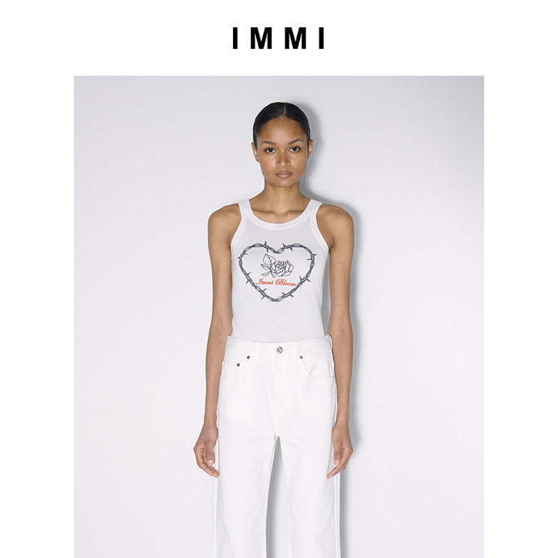 【immi】23夏季新品醋酸棉纱荆棘爱心印花背心131kn043y
