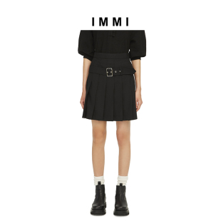 秋冬精纺羊毛百褶腰带半裙112SK067X IMMI