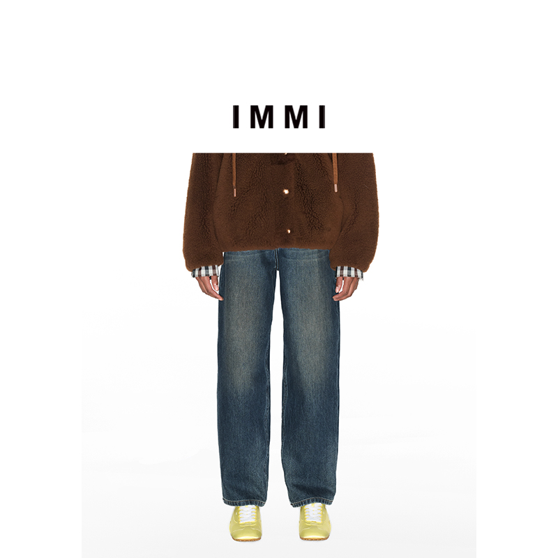 【IMMI】24秋冬新品起绒弹力水洗牛仔宽松长