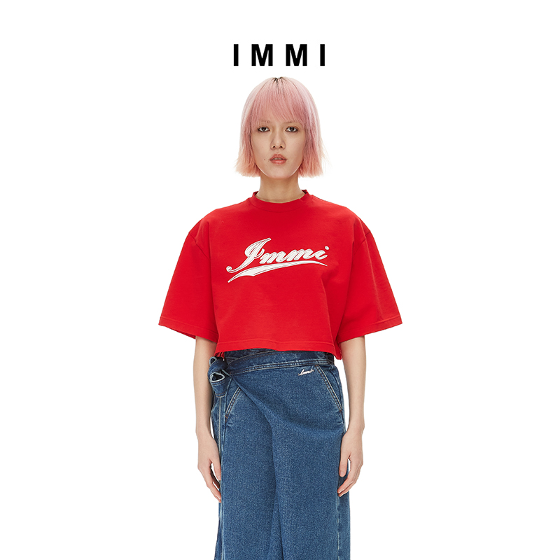 【IMMI】春夏棉针织logo短T恤121TE008Y 女装/女士精品 T恤 原图主图