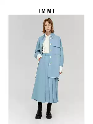 (Designer brand IMMI)Jiang Shuying the same haze blue wool loose shirt jacket 192JK027