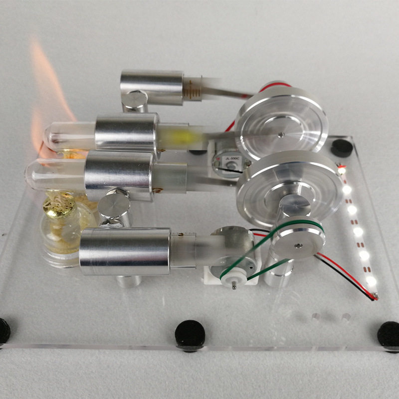 斯特林发动机发电机模型引擎迷你微型大功率四缸科学实验力学器材