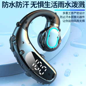 新品无线蓝牙耳机f80挂耳式不入耳商务气传导单耳带数显跨境