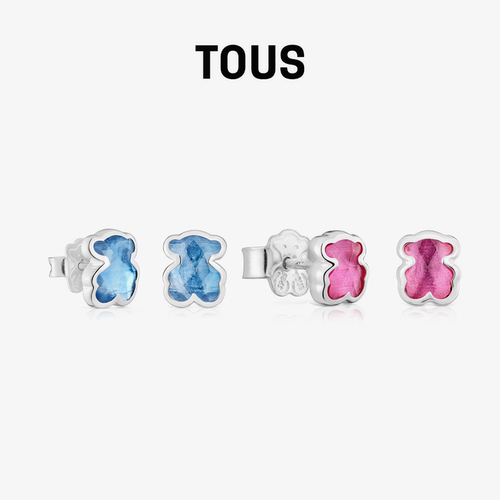 【新品】TOUS/桃丝熊Icon Color系列925银彩色宝石小熊耳钉礼物