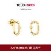 TOUS 2026新品 桃丝熊Hold系列银镀18k金环形耳钉