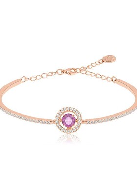 施家跳动的心圆形紫色水晶手镯采用施华洛世元素女经典手环手链