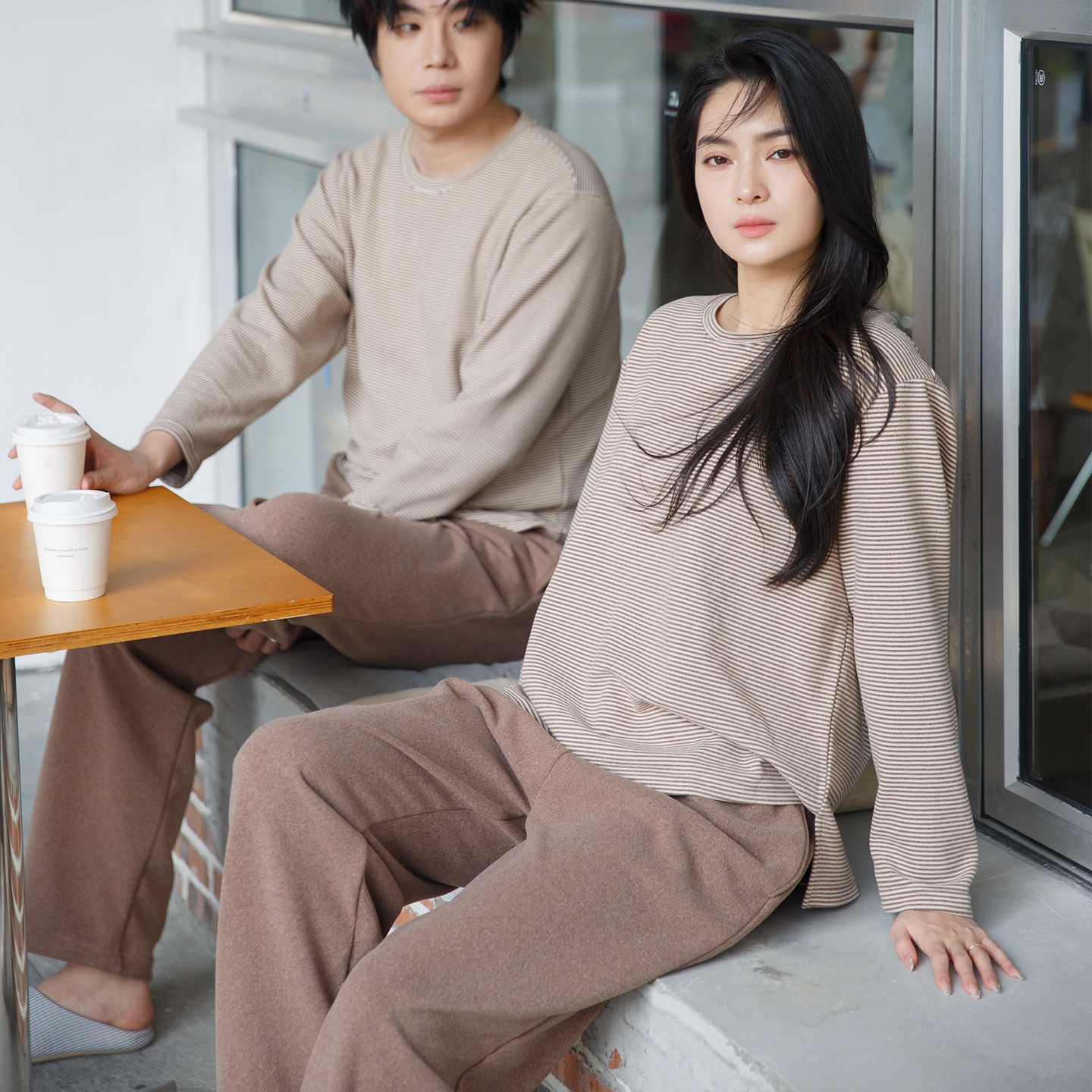 情侣简约睡衣2025秋冬加绒加厚女