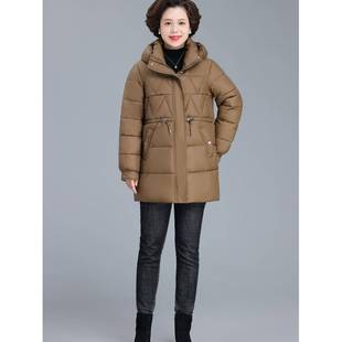 老年人冬装时尚绒棉服女羽帽中长款妈妈84327383中装洋气减龄连棉