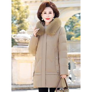 冬装妈新款羽绒服长狐狸毛款领8618中加厚中老妈年女士保暖外套