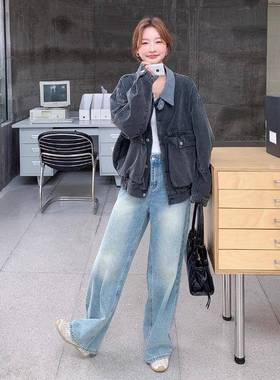 灰色休闲工装外套女225秋新款感小接个子设计0C206-L57百搭拼撞色