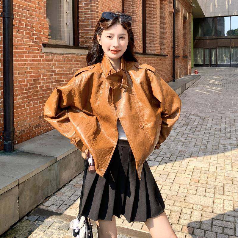 美搭拉德韩系穿潮酷皮衣外套女秋季205年新款子小2B165-275个机车