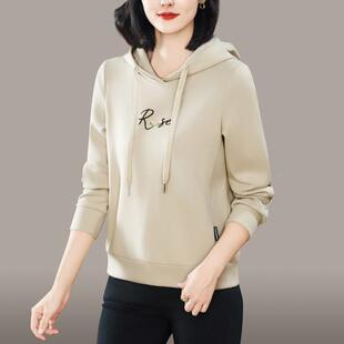 ZJD连帽卫衣女士春秋年新衫款款减洋气龄宽松外套薄款爆恤上衣